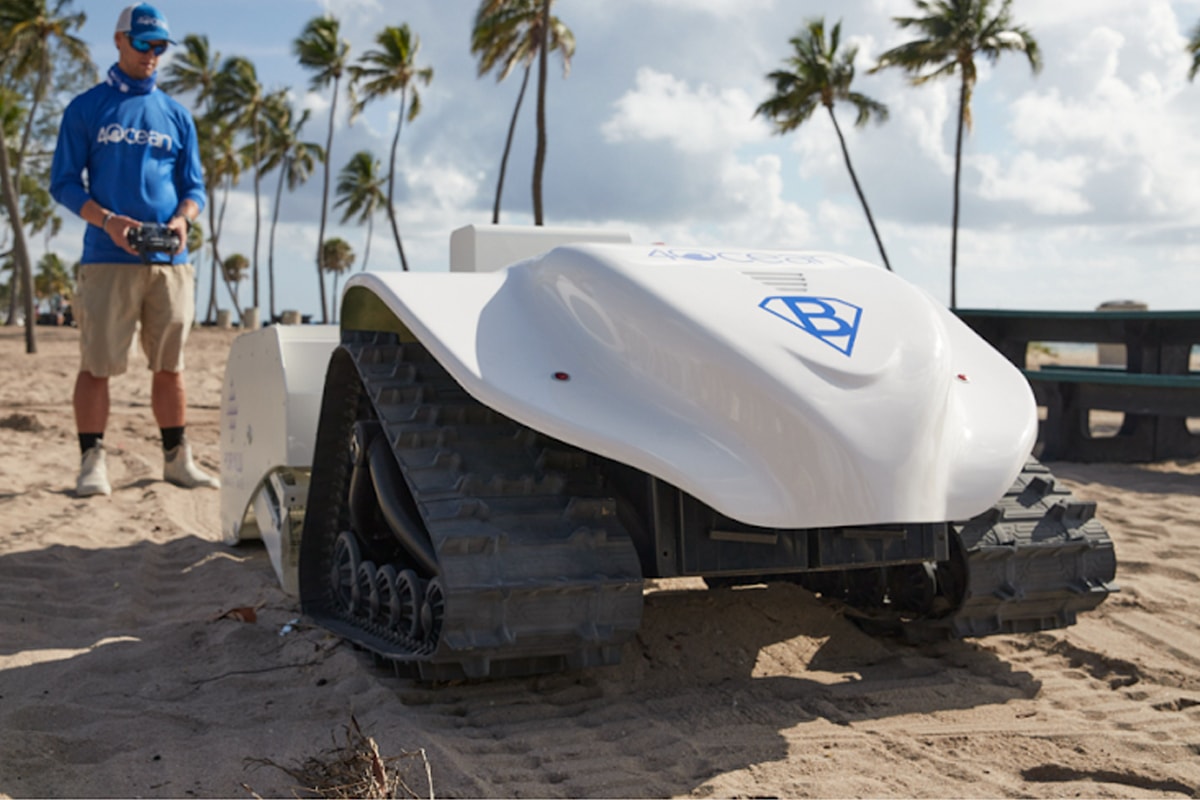 This Solar-Powered Robot Is Basically a Beach Cleaning Roomba Bebot Beach Cleaning Solar-Powered Robot 4ocean  poralu marine sustainability cleaning tash plastic waste