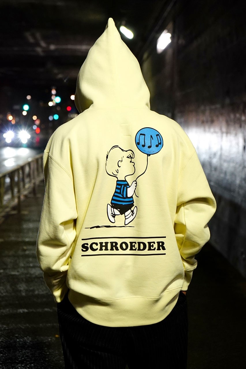 BEDWIN & THE HEARTBREAKERS x PEANUTS Collab japan fashion lookbook snoopy charlie brown grey yellow white cream black