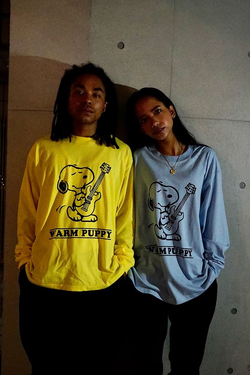 BEDWIN & THE HEARTBREAKERS x PEANUTS Collab japan fashion lookbook snoopy charlie brown grey yellow white cream black