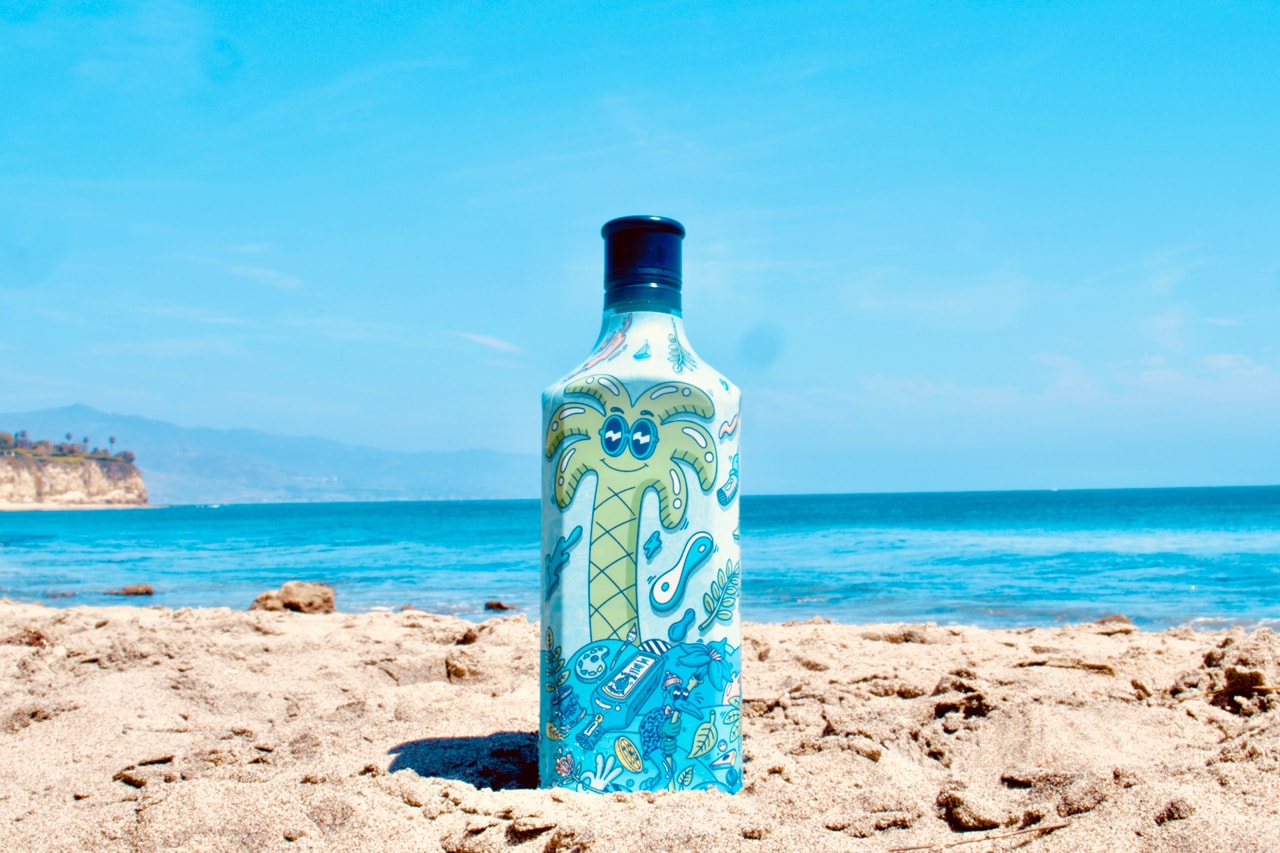 Bombay artist collaboration shoppable lookbook closer look well-infused glass of flavors 10 hand-selected botanicals from exotic locations around the world tongue-in-cheek, inviting graphics and colorful pop latest custom limited-edition lemon peel, almonds for the almond powder and juniper berries playful, vibrant graphics flavor fun Steven Harrington x Bombay Sapphire bottle collaboration $22.99 USD