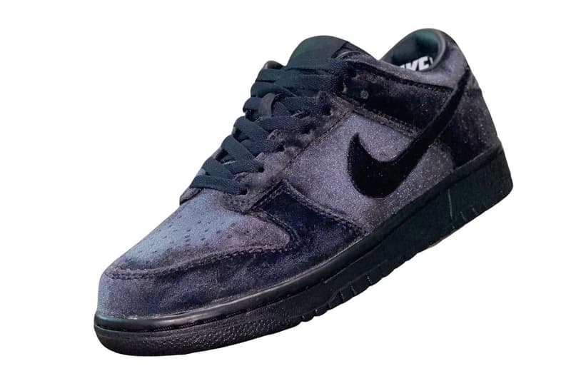 dover street market dsm nike sportswear dunk low black velour velvet sample official release date info photos price store list buying guide