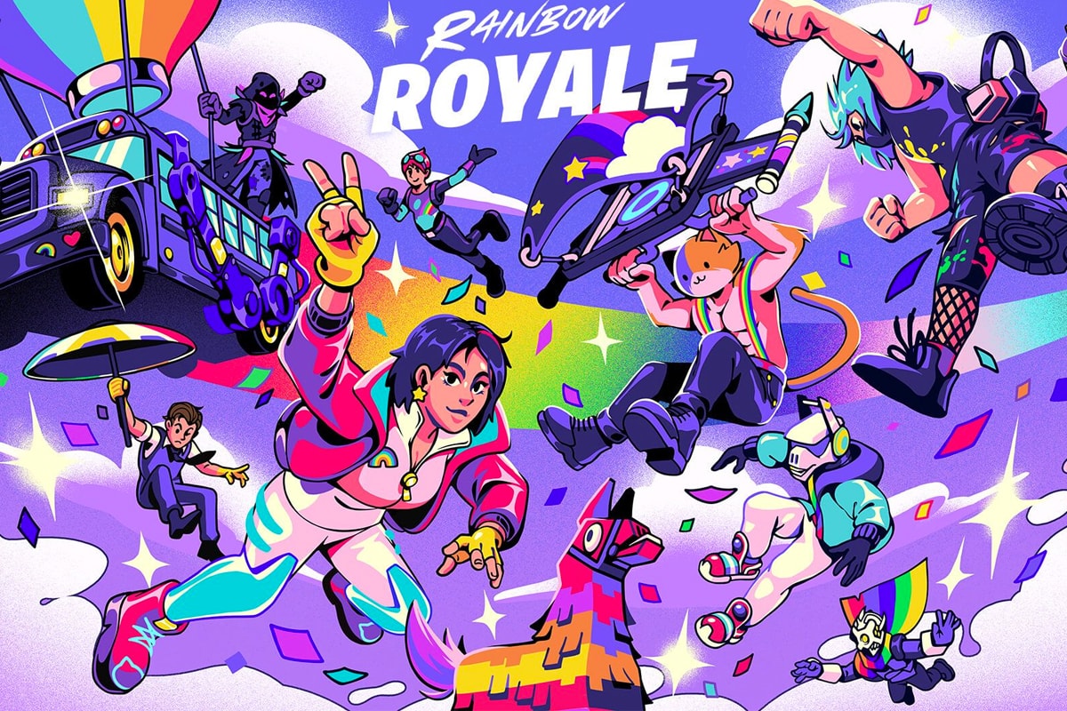 epic games fortnite rainbow royale lgbtq pride celebration event skins wraps emotes free content items 