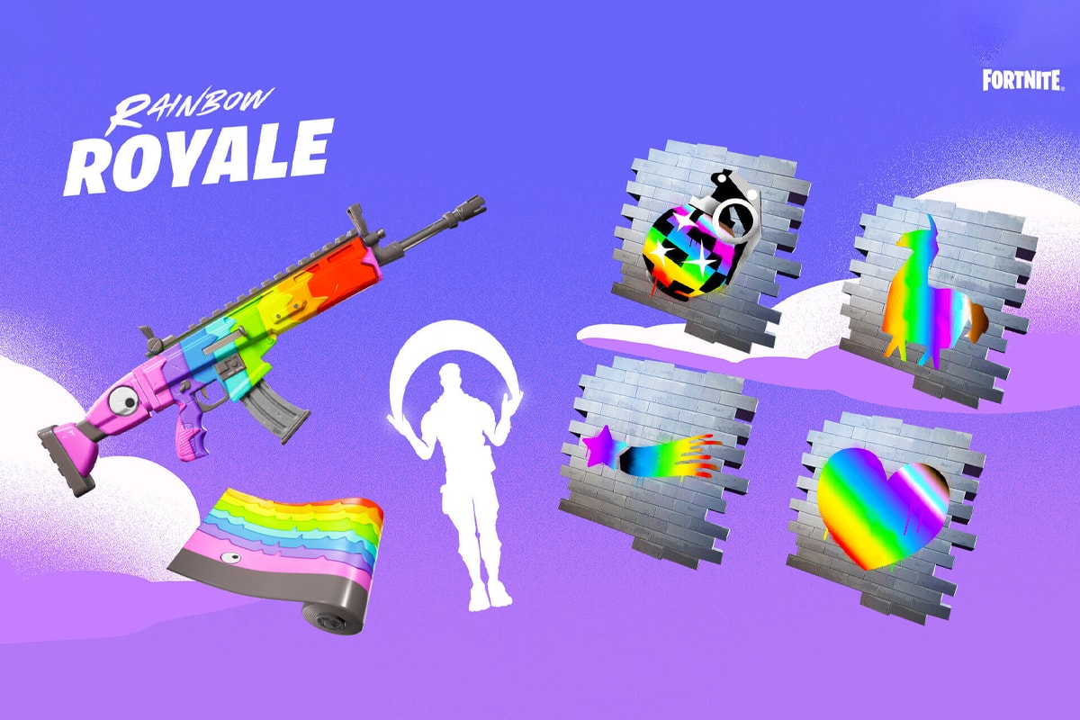 epic games fortnite rainbow royale lgbtq pride celebration event skins wraps emotes free content items 
