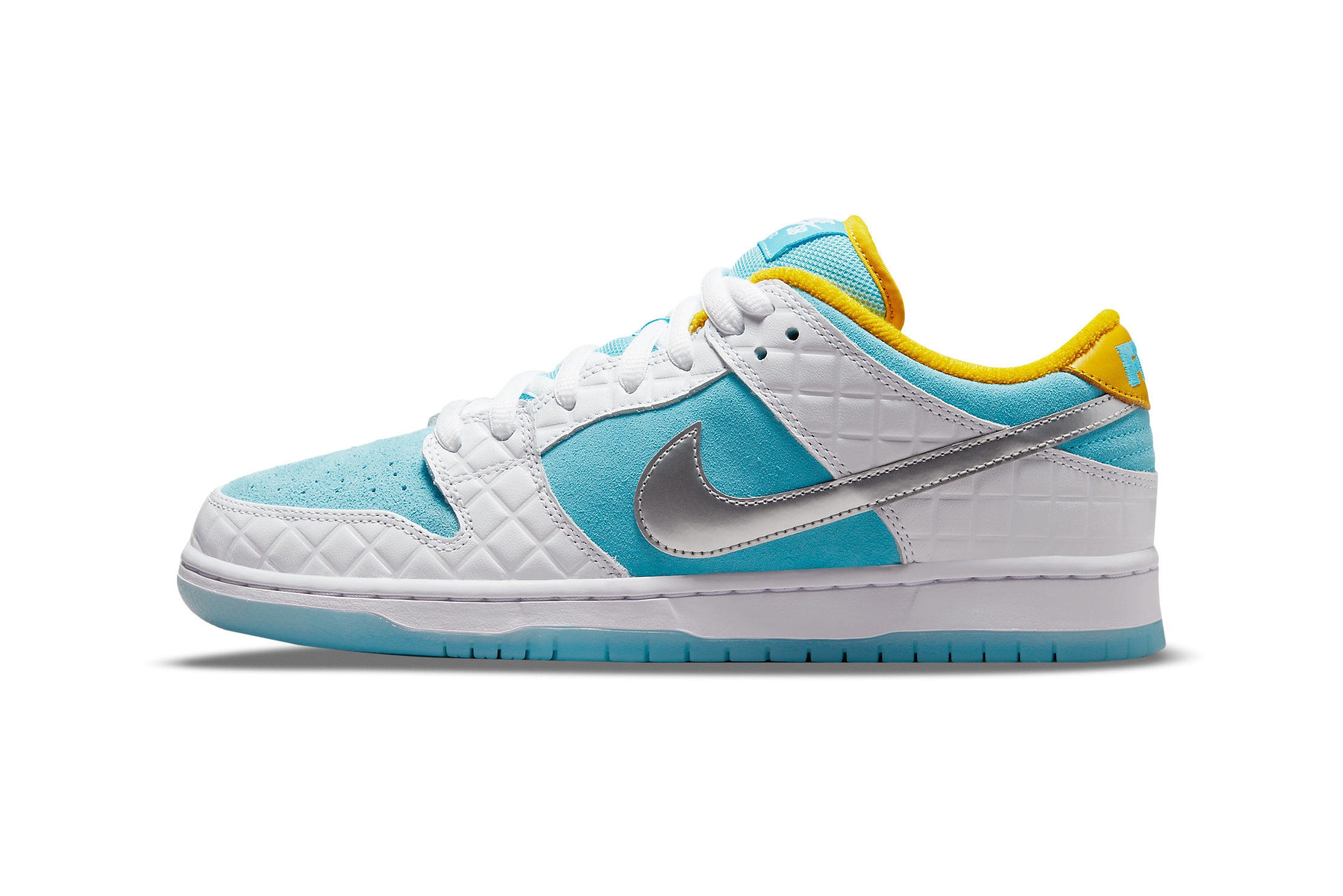 ftc skate shop nike sb skateboarding dunk low white yellow blue silver dh7687 400 official release date info photos price store list buying guide