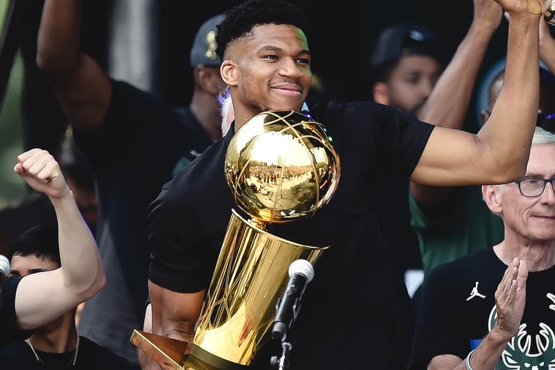 Giannis Antetokounmpo Rolex Sky-Dweller wrist check hypebeast rolex gold championship parade pj tucker brandon jennings NBA