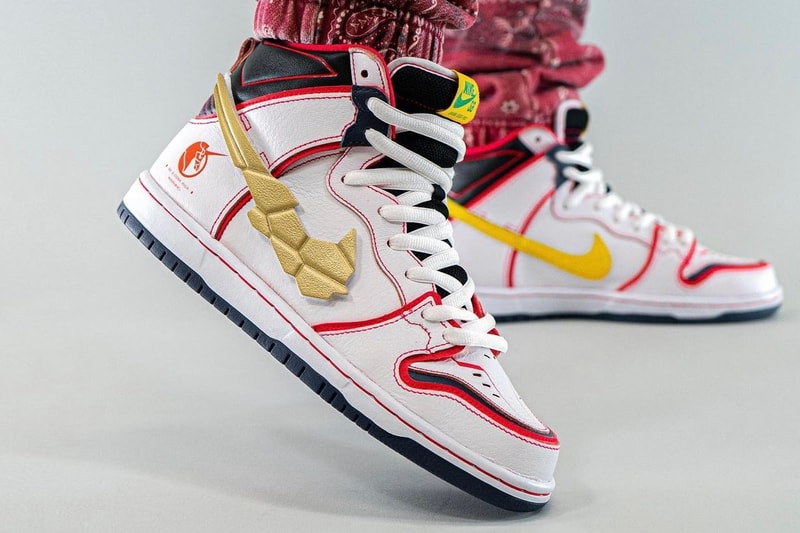 Gundam Nike SB Dunk High Project Unicorn White On-Foot Look Release Info DH7717-100 Date Buy Price 