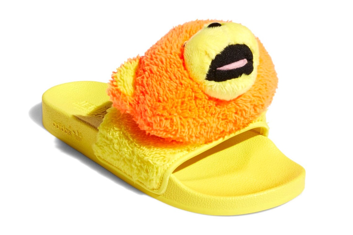 jeremy scott adidas originals adilette sandal slide teddy bear orange yellow q46582