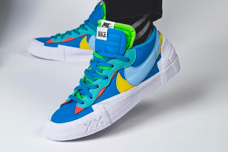 KAWS sacai Nike Blazer Low On-Foot Look Release Info DM7901-600 DM7901-400 Date Buy Price