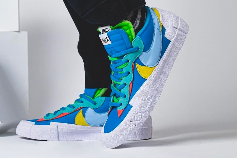 KAWS sacai Nike Blazer Low On-Foot Look Release Info DM7901-600 DM7901-400 Date Buy Price