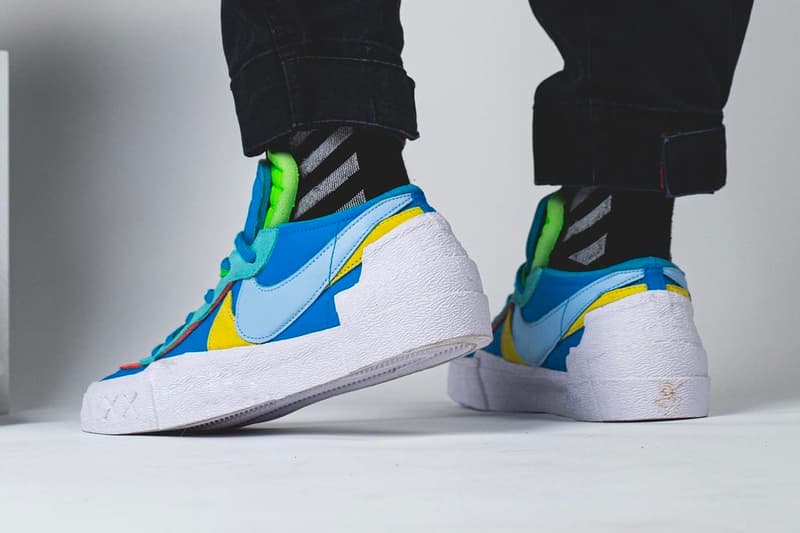 KAWS sacai Nike Blazer Low On-Foot Look Release Info DM7901-600 DM7901-400 Date Buy Price