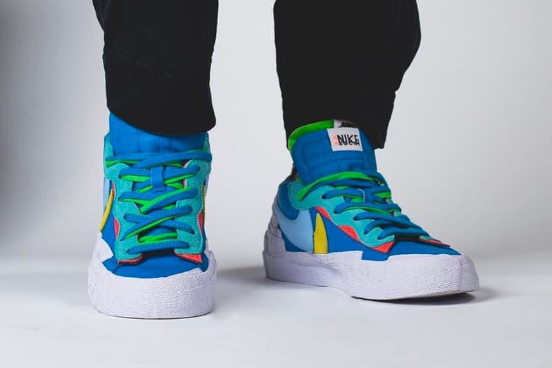 KAWS sacai Nike Blazer Low On-Foot Look Release Info DM7901-600 DM7901-400 Date Buy Price