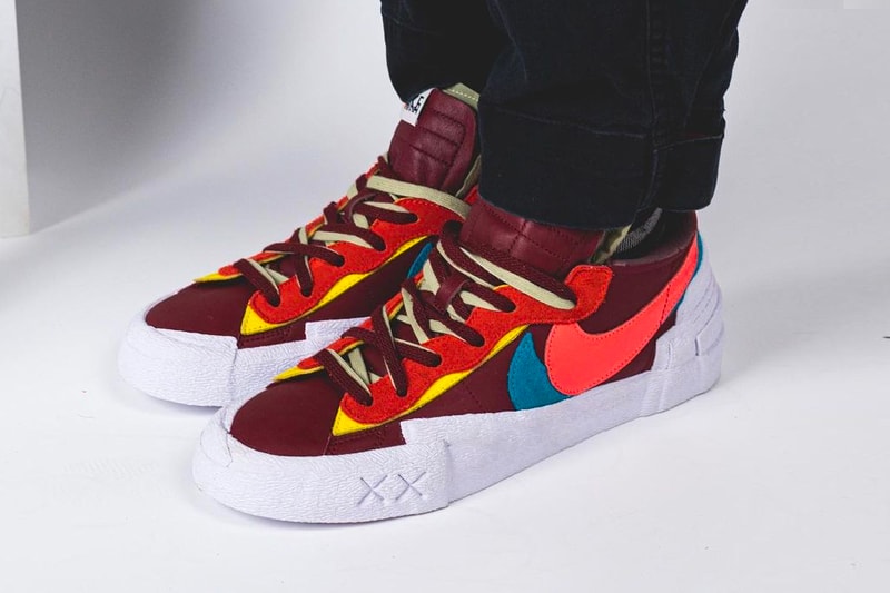 KAWS sacai Nike Blazer Low On-Foot Look Release Info DM7901-600 DM7901-400 Date Buy Price