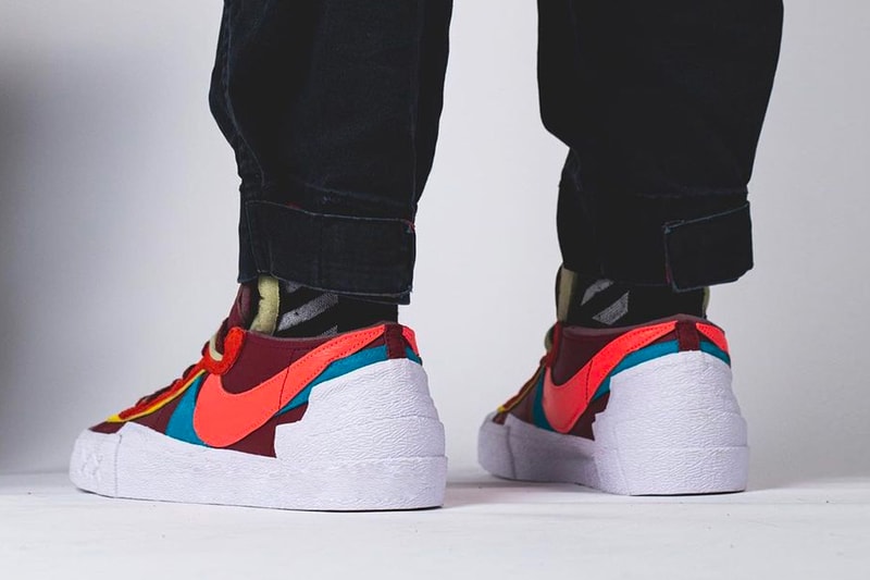 KAWS sacai Nike Blazer Low On-Foot Look Release Info DM7901-600 DM7901-400 Date Buy Price