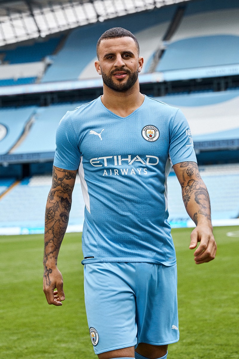 manchester city puma home kit jersey 93.20 kyle walker sergio aguero details release information