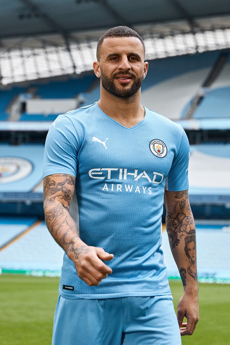 manchester city puma home kit jersey 93.20 kyle walker sergio aguero details release information