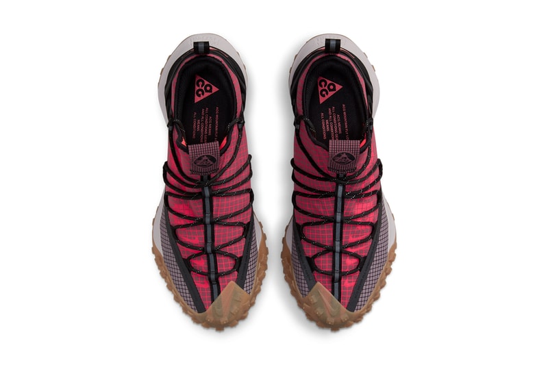 nike acg all conditions gear mountain fly low hiking shoe flash crimson brown basalt light mulberry black white gum DC9045 500 200 official release date info photos price store list buying guide 
