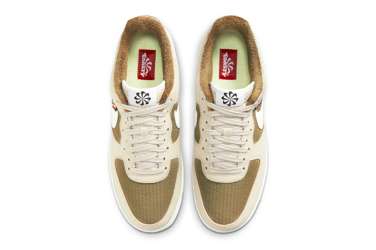 Nike Air Force 1 Low "Toasty"  Release swoosh footwear sneakers fleece Rattan Sail Brown Kelp Sail dc8871-200