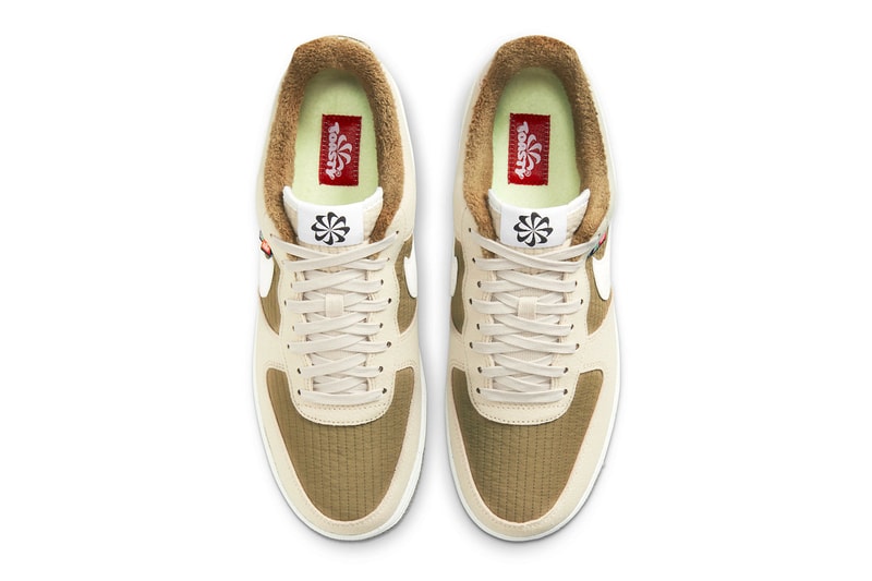 Nike Air Force 1 Low "Toasty"  Release swoosh footwear sneakers fleece Rattan Sail Brown Kelp Sail dc8871-200