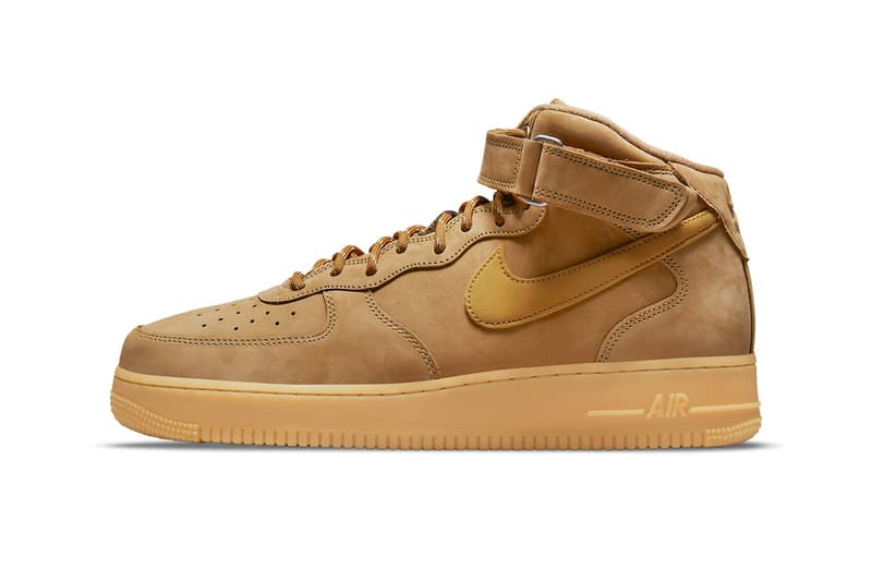 Nike Air Force 1 Mid Wheat 2021 Re-Release Info DJ9158-200 Buy Date Price Flax Gum Light Brown Outdoor Green