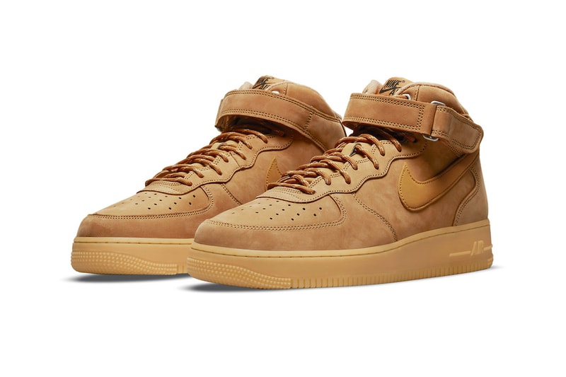 Nike Air Force 1 Mid Wheat 2021 Re-Release Info DJ9158-200 Buy Date Price Flax Gum Light Brown Outdoor Green