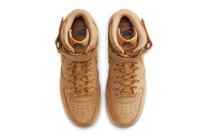 Nike Air Force 1 Mid Wheat 2021 Re-Release Info DJ9158-200 Buy Date Price Flax Gum Light Brown Outdoor Green