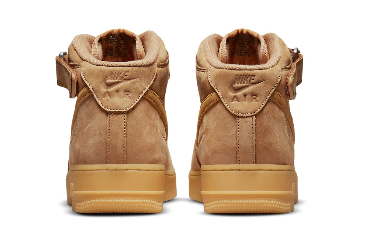 Nike Air Force 1 Mid Wheat 2021 Re-Release Info DJ9158-200 Buy Date Price Flax Gum Light Brown Outdoor Green
