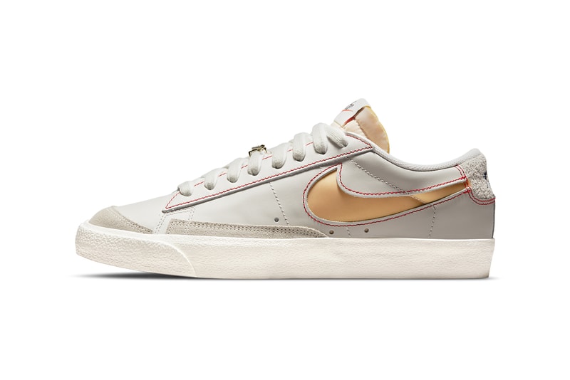 nike sportswear blazer low first use smoke grey white red gold DH4370 002 official release date info photos price store list buying guide