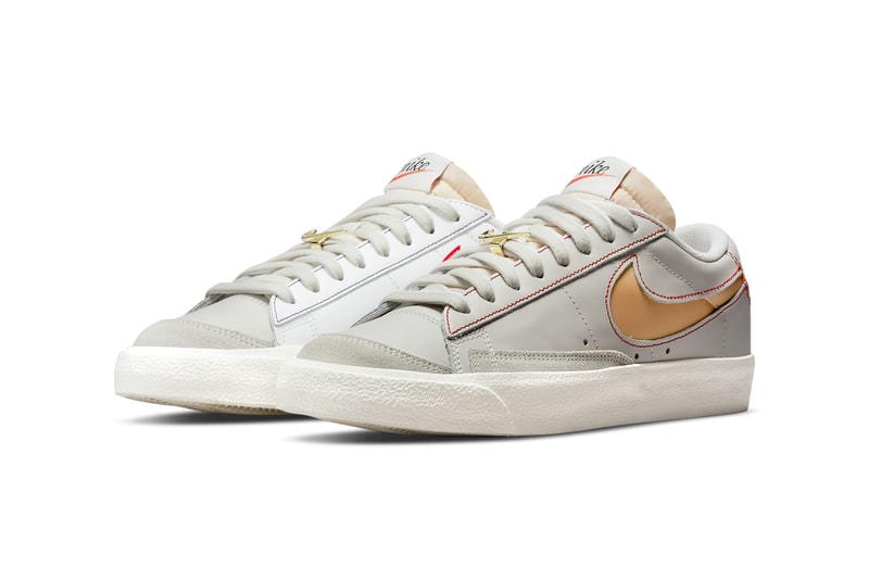 nike sportswear blazer low first use smoke grey white red gold DH4370 002 official release date info photos price store list buying guide