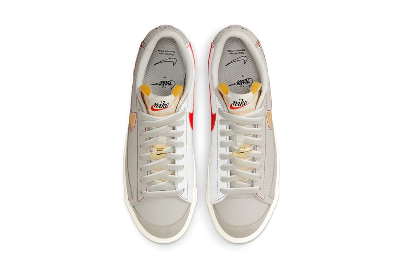 nike sportswear blazer low first use smoke grey white red gold DH4370 002 official release date info photos price store list buying guide