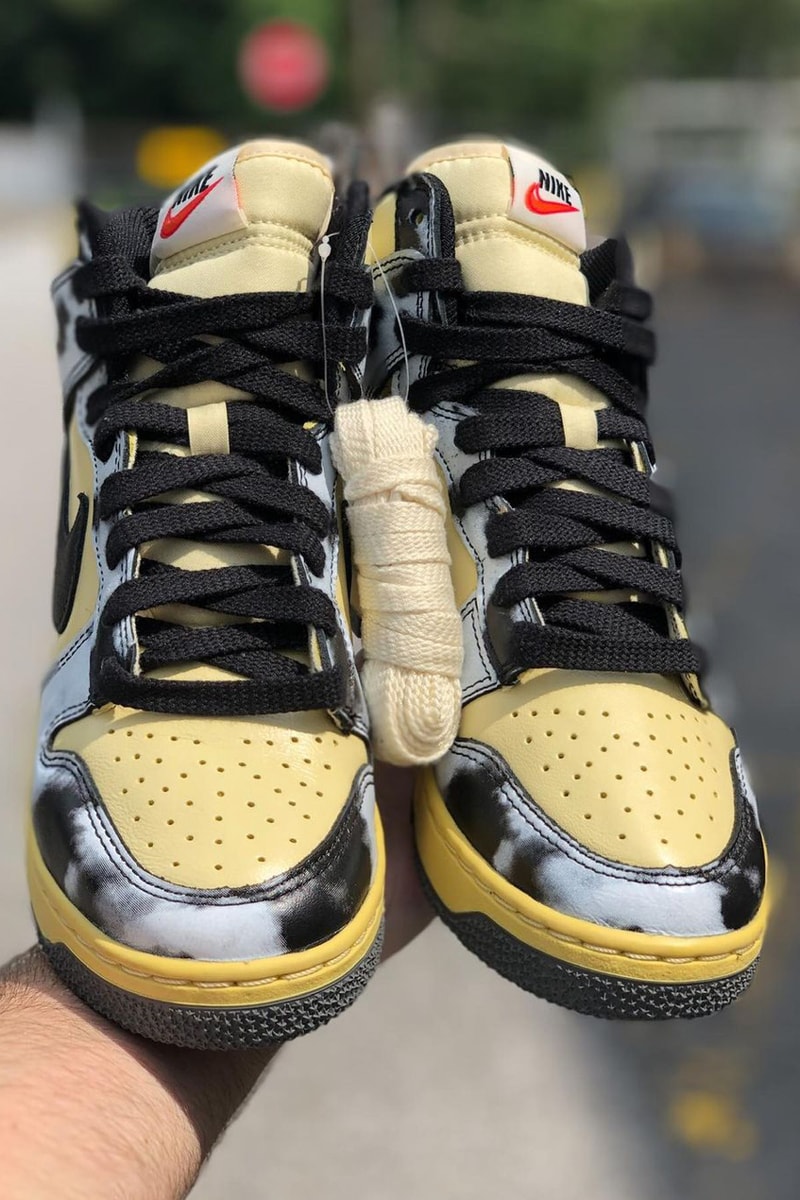 nike sportswear dunk high tie dye black white gray yellow official release date info photos price store list buying guide