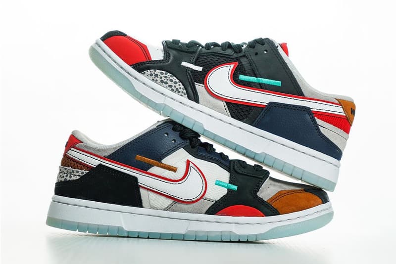nike sportswear dunk low scrap safari navy blue red gray brown official release date info photos price store list buying guide
