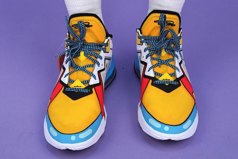 nike basketball lebron james 18 low signature shoe stewie griffin family guy cartoon white yellow blue red black official release date info photos price store list buying guide