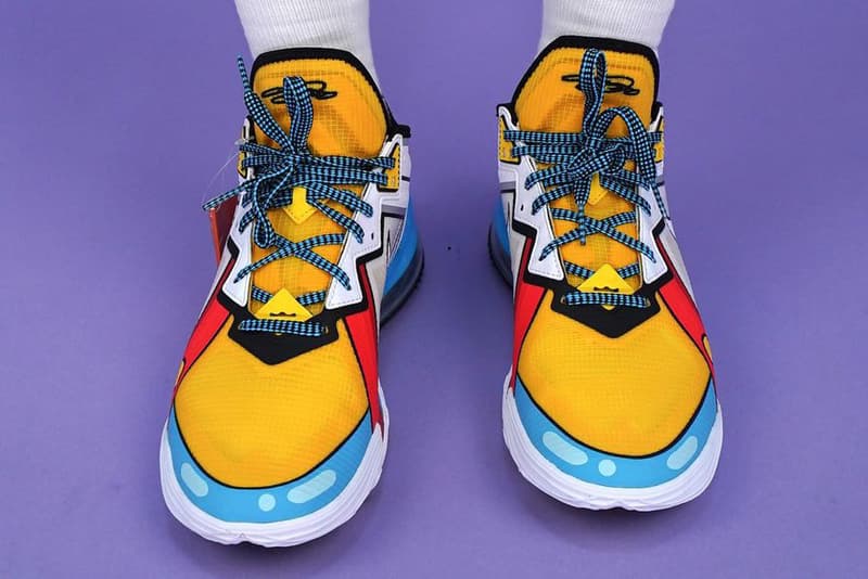 nike basketball lebron james 18 low signature shoe stewie griffin family guy cartoon white yellow blue red black official release date info photos price store list buying guide