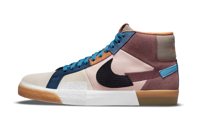 This Nike SB Blazer Mid PRM "Mosaic" Blends Earthy Tones With Muted Blues