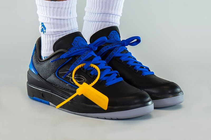 Off-White™ Air Jordan 2 Low Black Blue On-Foot Look Release Info DJ4375-004 Buy Price Date