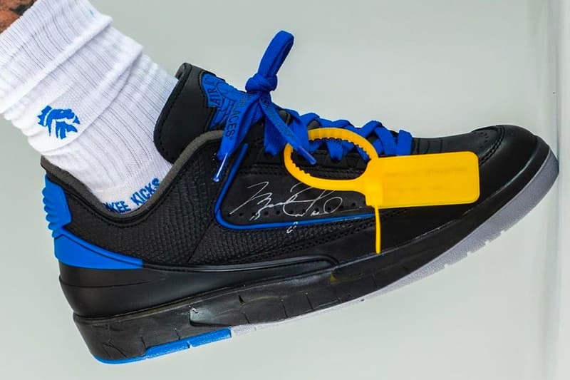 Off-White™ Air Jordan 2 Low Black Blue On-Foot Look Release Info DJ4375-004 Buy Price Date