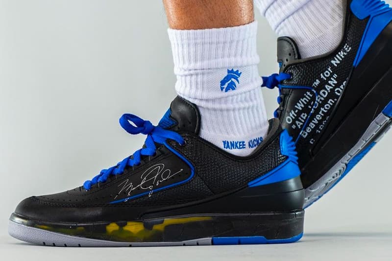 Off-White™ Air Jordan 2 Low Black Blue On-Foot Look Release Info DJ4375-004 Buy Price Date