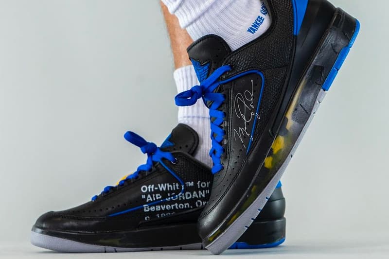 Off-White™ Air Jordan 2 Low Black Blue On-Foot Look Release Info DJ4375-004 Buy Price Date