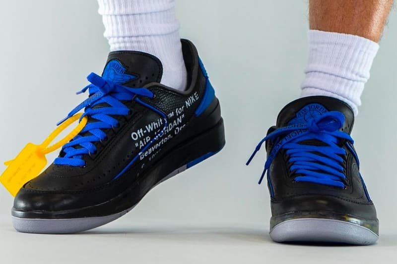 Off-White™ Air Jordan 2 Low Black Blue On-Foot Look Release Info DJ4375-004 Buy Price Date