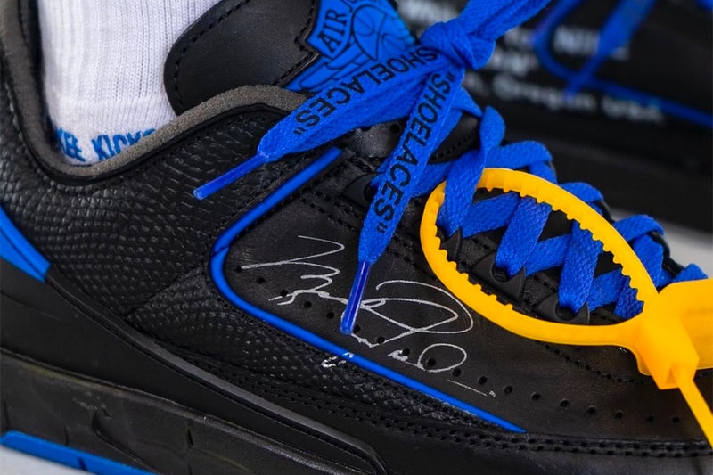Off-White™ Air Jordan 2 Low Black Blue On-Foot Look Release Info DJ4375-004 Buy Price Date