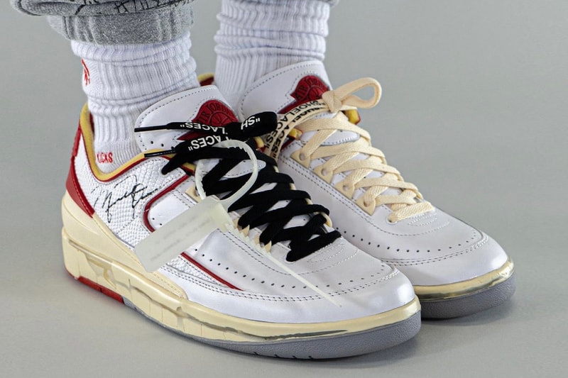 Off-White™ Air Jordan 2 Low White Red On-Foot Look Release Info DJ4375-106 Date Buy Price