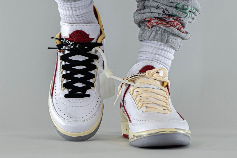 Off-White™ Air Jordan 2 Low White Red On-Foot Look Release Info DJ4375-106 Date Buy Price