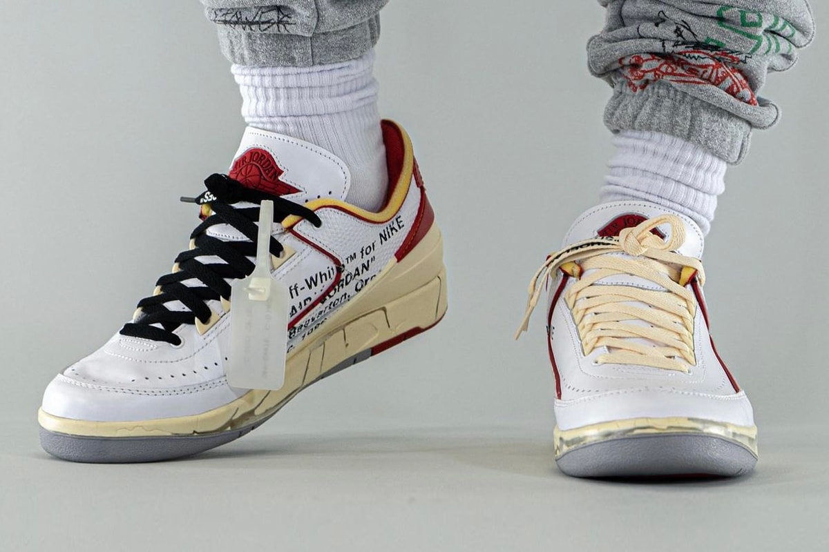 Off-White™ Air Jordan 2 Low White Red On-Foot Look Release Info DJ4375-106 Date Buy Price
