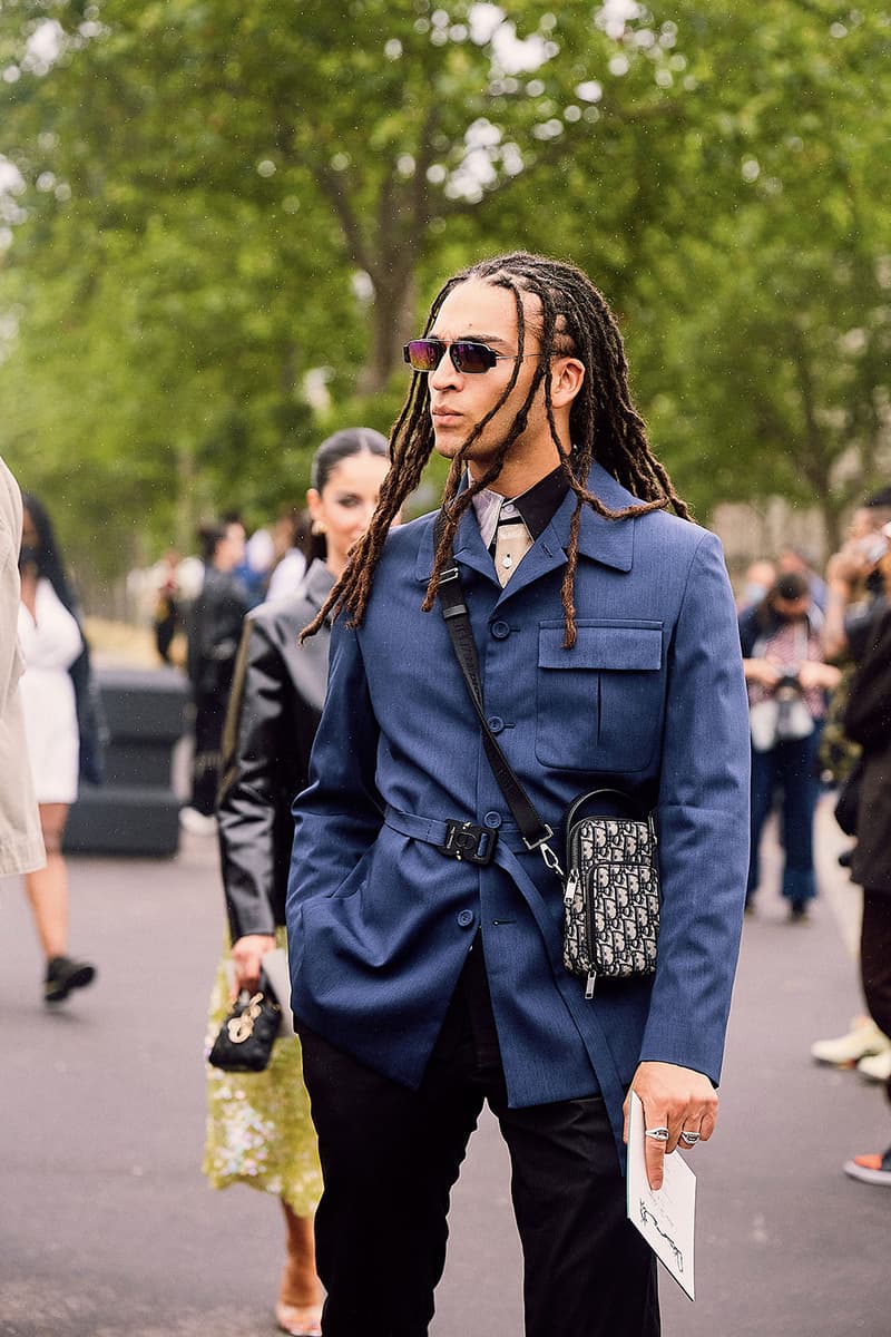 Paris Fashion Week SS22 Street Style Is a Masterclass in Layering dior bella hadid nick wooster kim jones air jordan air dior lvmh luxury kenny scharf travis scott air jordan 1 high og sneakers