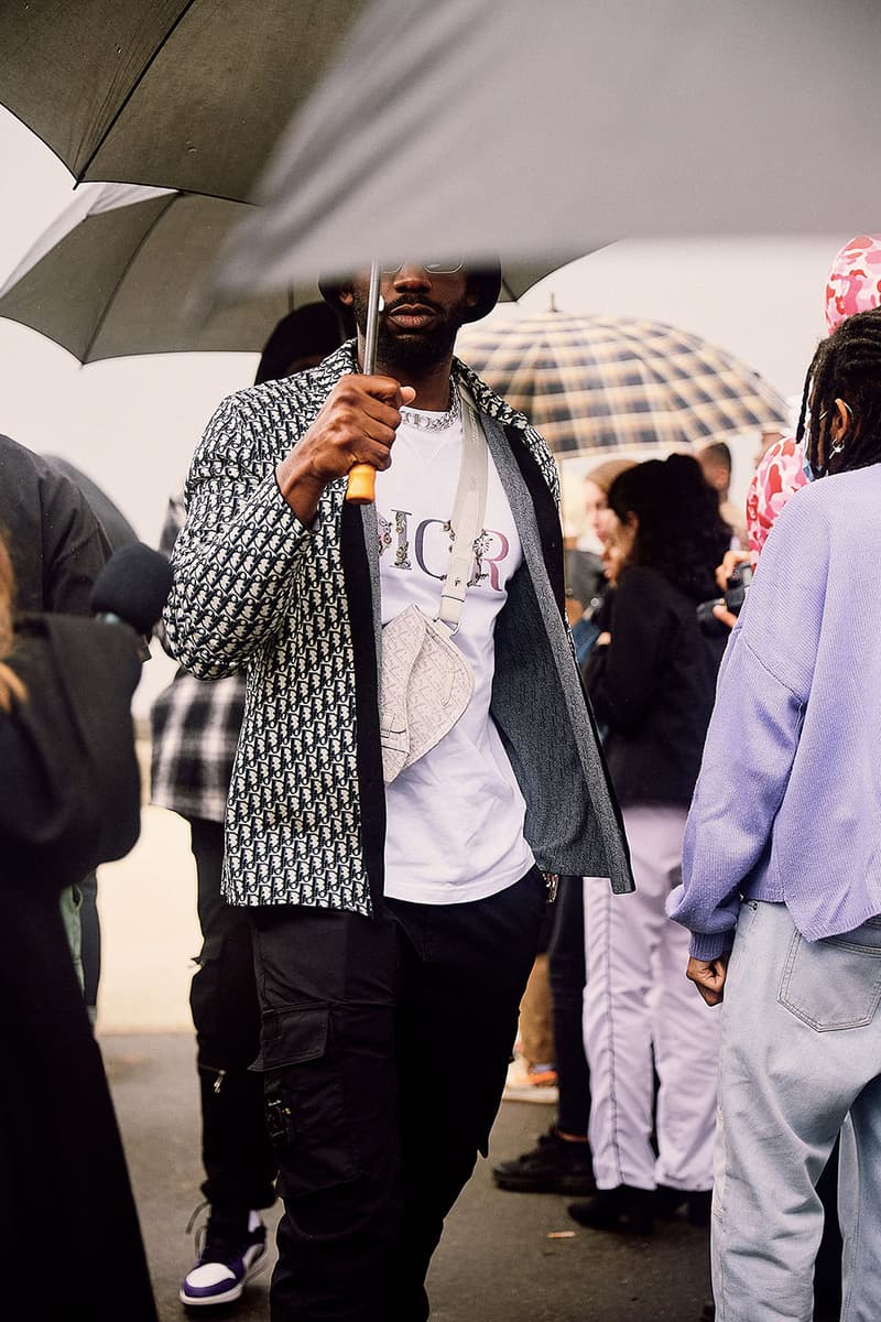 Paris Fashion Week SS22 Street Style Is a Masterclass in Layering dior bella hadid nick wooster kim jones air jordan air dior lvmh luxury kenny scharf travis scott air jordan 1 high og sneakers