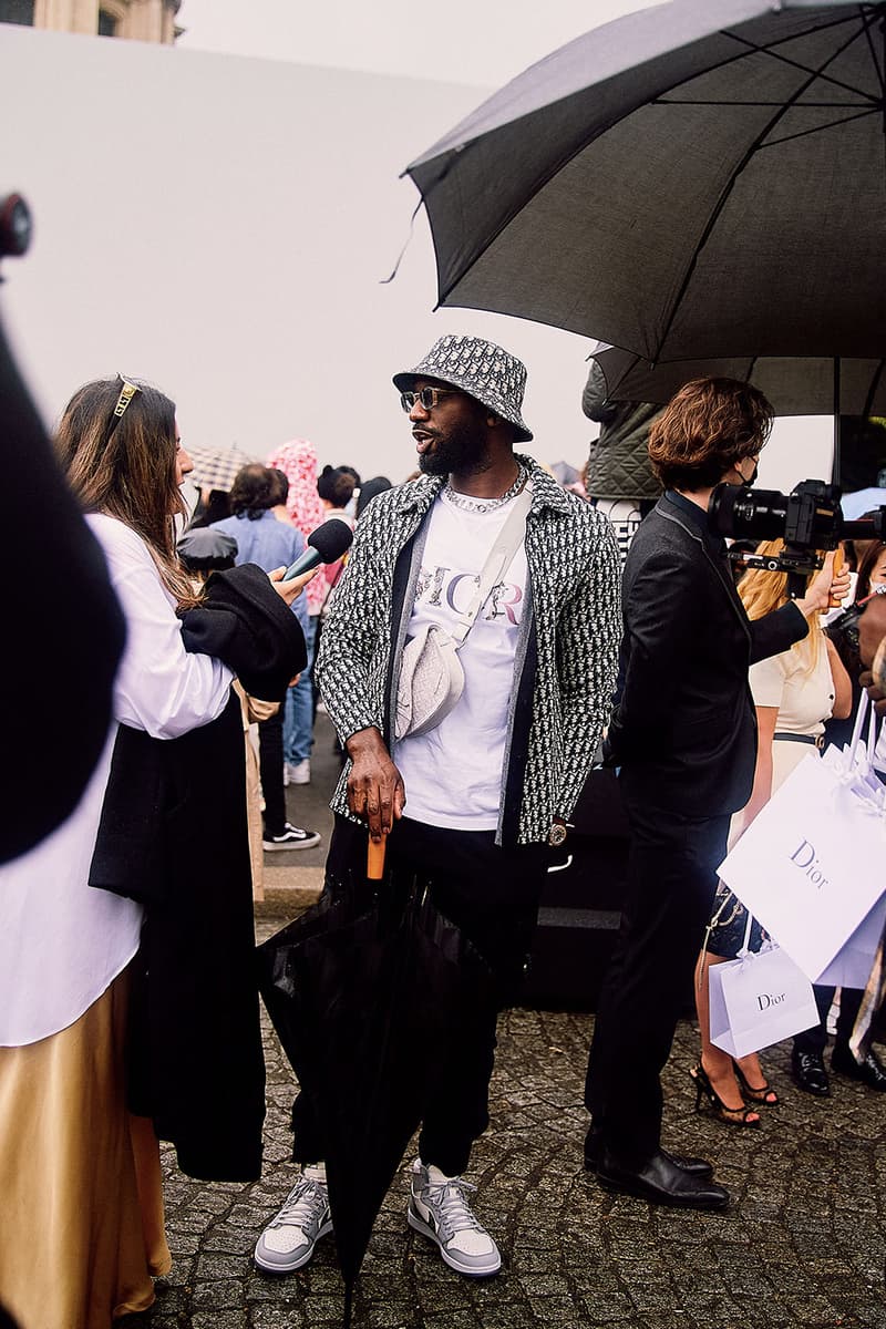 Paris Fashion Week SS22 Street Style Is a Masterclass in Layering dior bella hadid nick wooster kim jones air jordan air dior lvmh luxury kenny scharf travis scott air jordan 1 high og sneakers