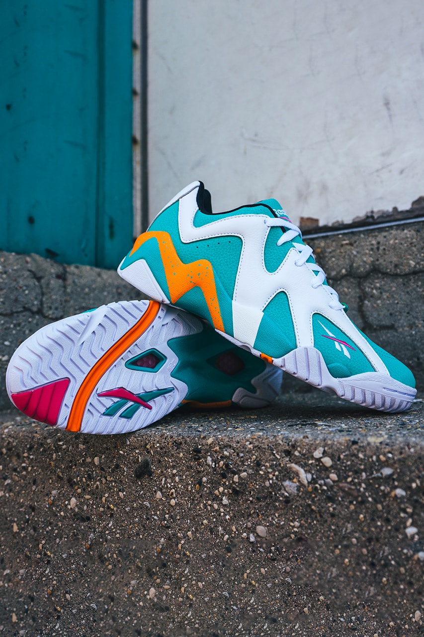 reebok kamikaze ii 2 low shawn kemp spearmint footwear white maximum orange pink GX6120 1996 nba all star game official release date info photos price store list buying guide