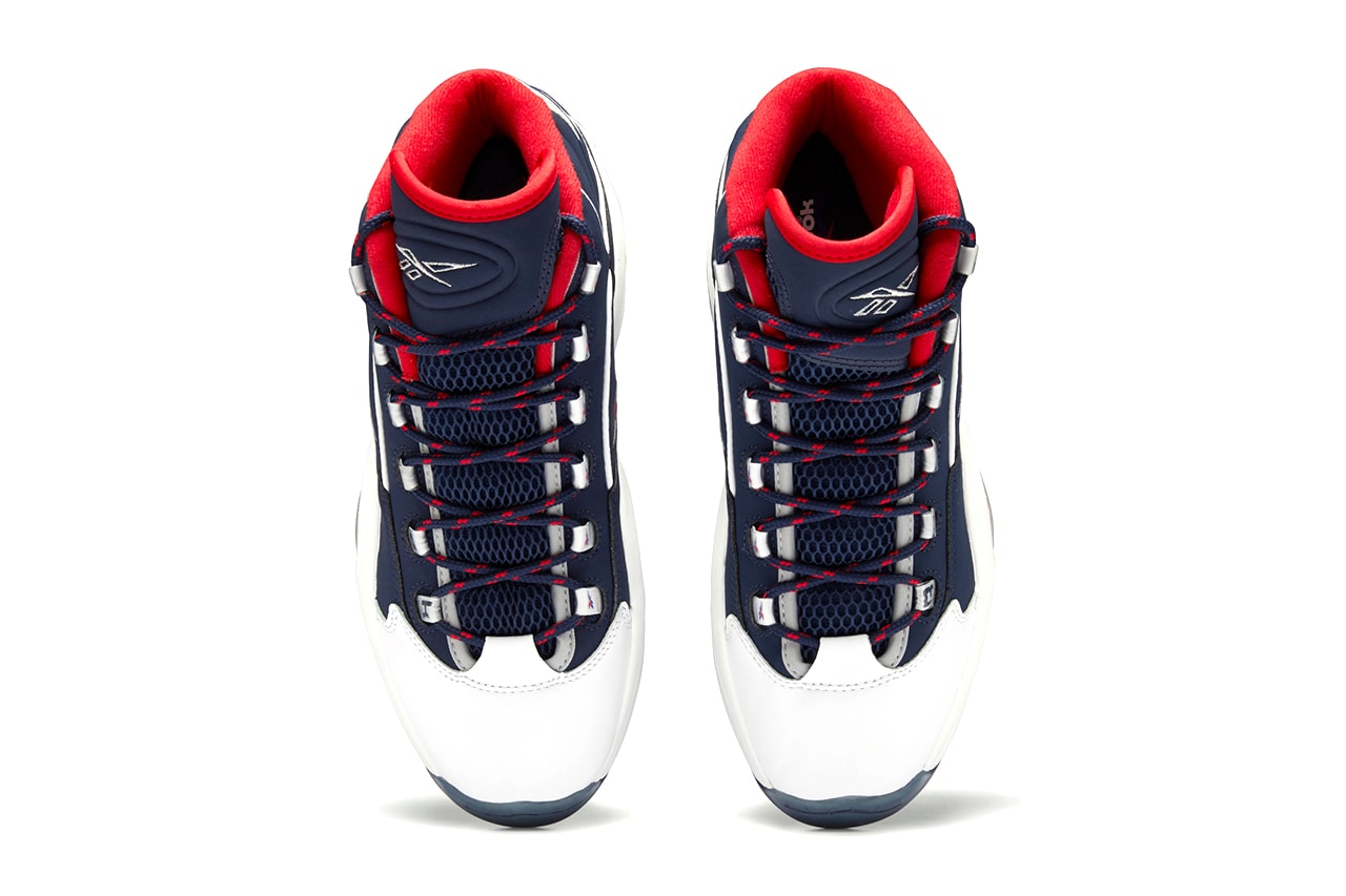 Reebok Men S High Top Basketball Shoes White Red Navy Blue - For