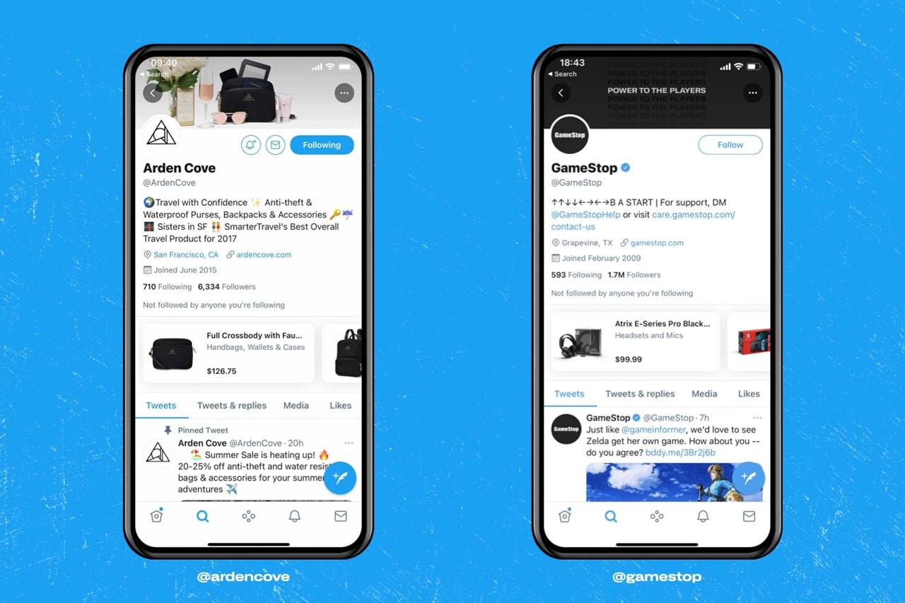 Twitter Is Testing A New In-App Shopping Feature the shop module professional profiles ecommerce social media platform