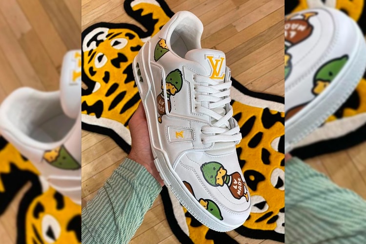 Image of a Duck-Covered NIGO x Virgil Abloh Louis Vuitton Trainer Sneaker Surfaces